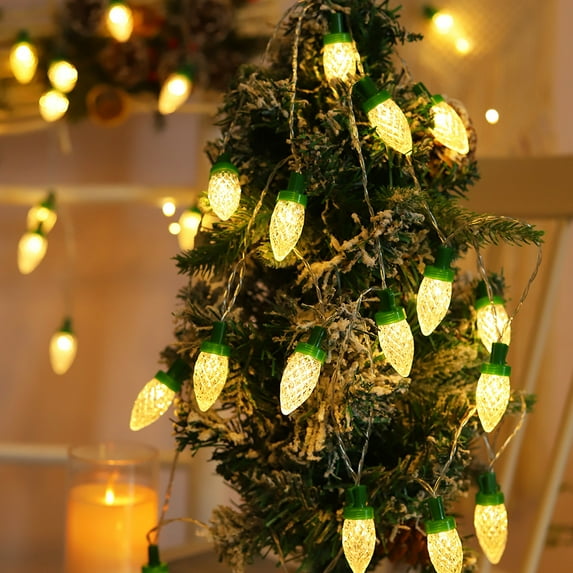 DYstyle Christmas Decorations Globe Strawberry LED Strings Lights Battery Powered Indoor Christmas Lights Star Fairy Lights Decoration for Xmas Garden Patio Bedroom Party Decor