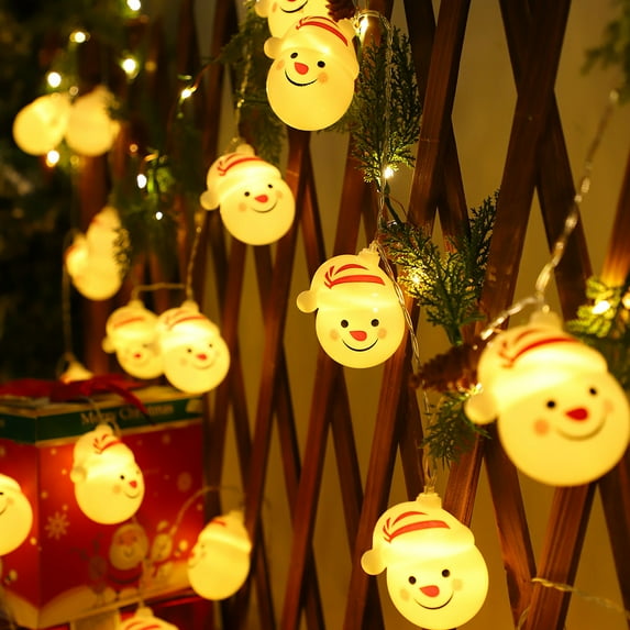 DYstyle Christmas Santa Claus Star Snowman String Lights Fairy Lights Bulbs String Lights Battery-Powered Portable Christmas Holiday Decorations
