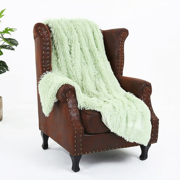 DYstyle Flannel Blanket Solid Warm Long Shaggy Fuzzy Blanket