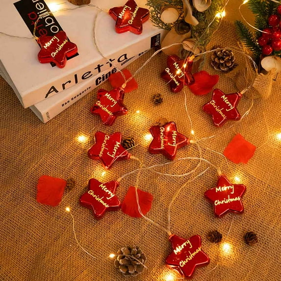 DYstyle LED Christmas Snowflake Star String Lights Battery Operated Lights Bulbs String Lights Holiday Decoration For Holiday Christmas Home