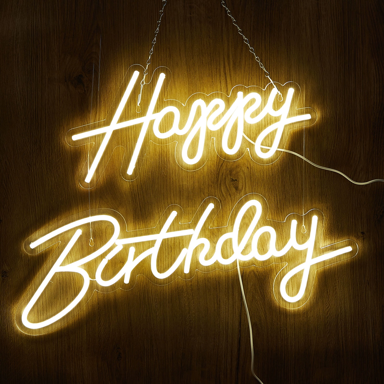 DYstyle LED Neon Sign Large Size Happy Birthday with Back Panel USB with  On/Off Switch Neon Sign Light Wall Art Decorative Hanging Sign for All  Birthday Party Decoration 