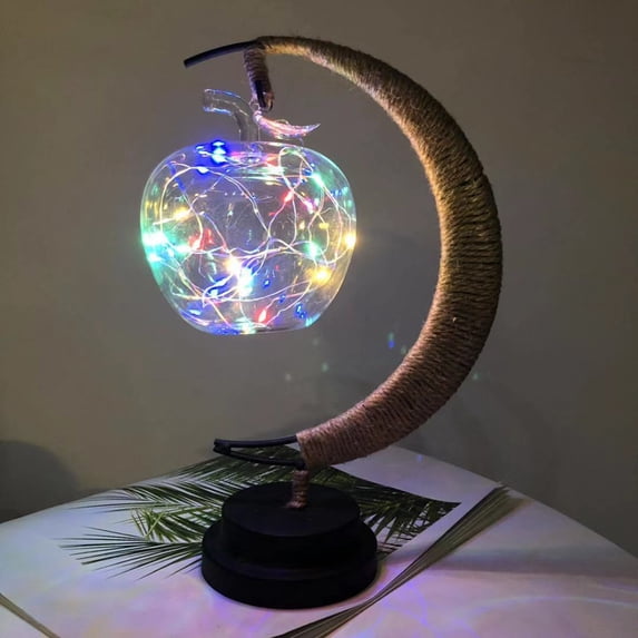 DYstyle LED Night Light Glass Ball Star Moon Iron Art Decoration Night Light With Led Copper Wire Lamp Without Battery for Home Christmas Ramadan