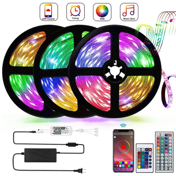 DYstyle LED RGB LED Strip Lights Kits 44Key or Smart WIFI Remote Control 5050 LED Tape Lights Color Changing with Power Supply