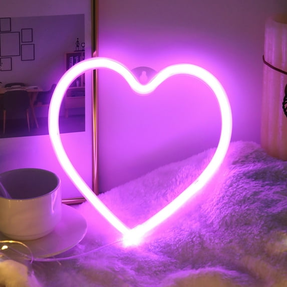 DYstyle LED Sweet Heart Butterfly Neon Lights Sign for Wall Decor Battery USB Powered Led Neon Signs for Bedroom Kids Room Wedding Party Christmas Decoration