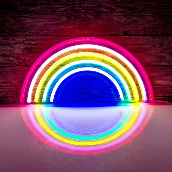 DYstyle Large Size LED Neon Light Sign with Back Panel USB Neon Sign Light with Switch Wall Art Decorative Hanging Sign for Bar Bedroom Living Room Kid's Room Party Home Decor