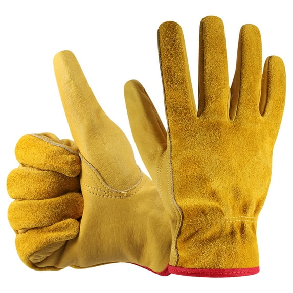 DYstyle Leather Welder Welding Garden Work Gloves,Soft and Sweat-absorbent Work Gloves For Yard Gardening Farm Warehouse Construction Work