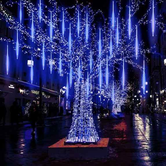 DYstyle Meteor Shower Lights 30/50CM Snowfall Rain Icicle Drop 192/288LED Light For Holiday Xmas Party Outdoor Decor