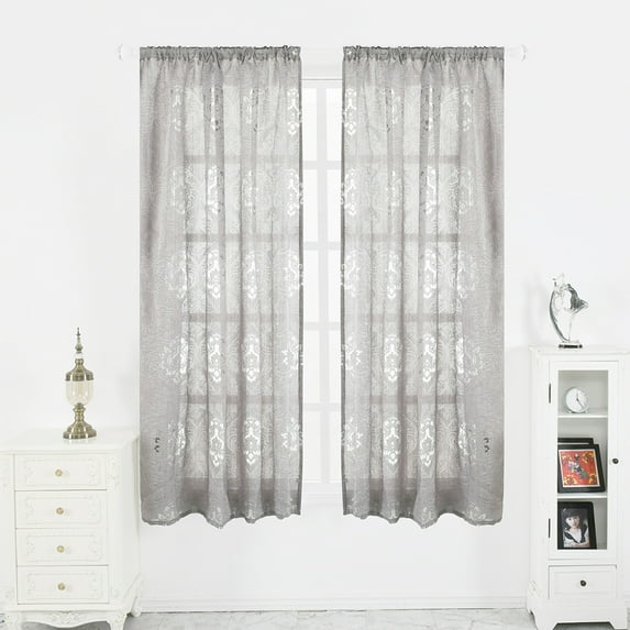 DYstyle Morocco Embossed Rod Pocket Sheer Volie Curtain Panel