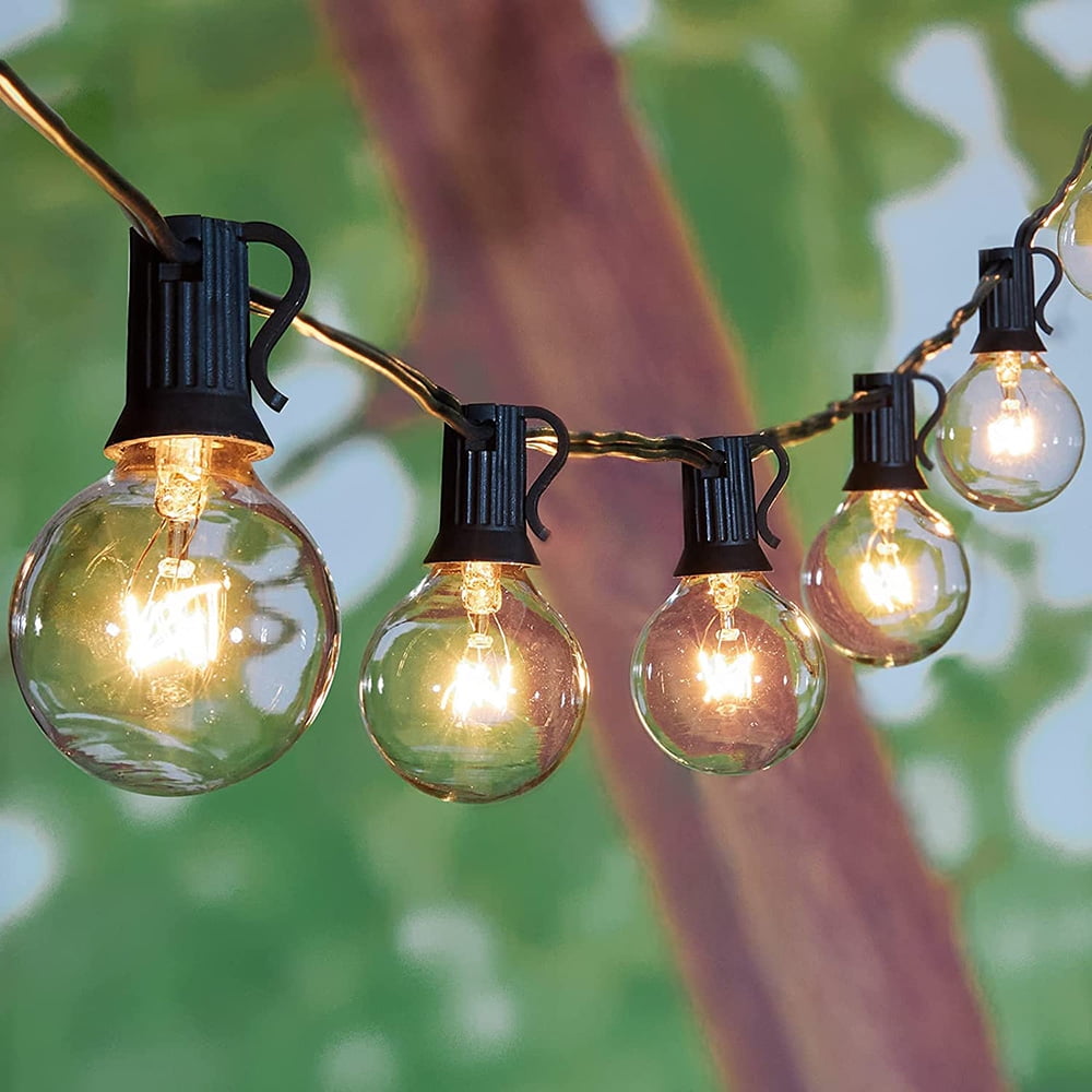 DYstyle Outdoor Clear Glass String Lights 10/25/30/50 Feet E12 Base G40 ...