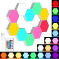 thumbnail image 1 of DYstyle RGB Hexagon Wall Lights Touch Sensitive USB-Power Lights LED Wall Panels DIY Geometric Modular Assembled RGB Colorful Light Ambiance Wall Sconces for Iiving Room Bedrooms DIY Lovers Gifts, 1 of 7