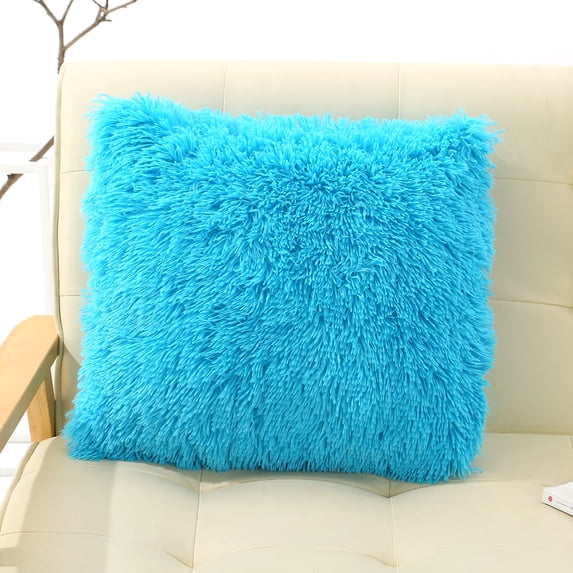 DYstyle Soft Plush Fur Square Throw Pillow Cases Waist Shaggy Cushion Cover