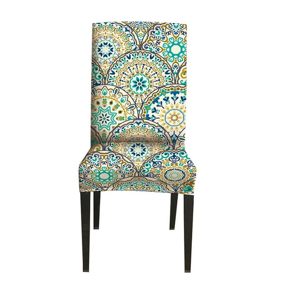 DYstyle Stretch Morocco Printrd Short Dining Chair Slipcover