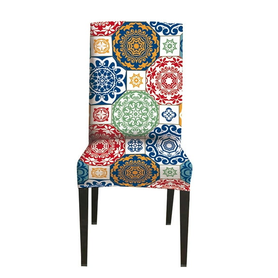 DYstyle Stretch Morocco Printrd Short Dining Chair Slipcover