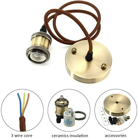 DYstyle Vintage Hanging E27 / E26 Pendant Light Holder Kit Ceiling Retro Industrial Style Lamp Holder Kit