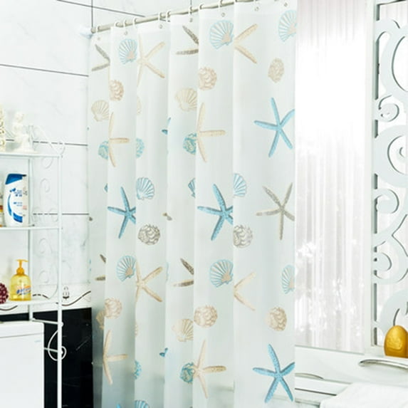 DYstyle Waterproof PEVA Bathing Shower Curtain Bathroom Starfish Curtains with Hooks