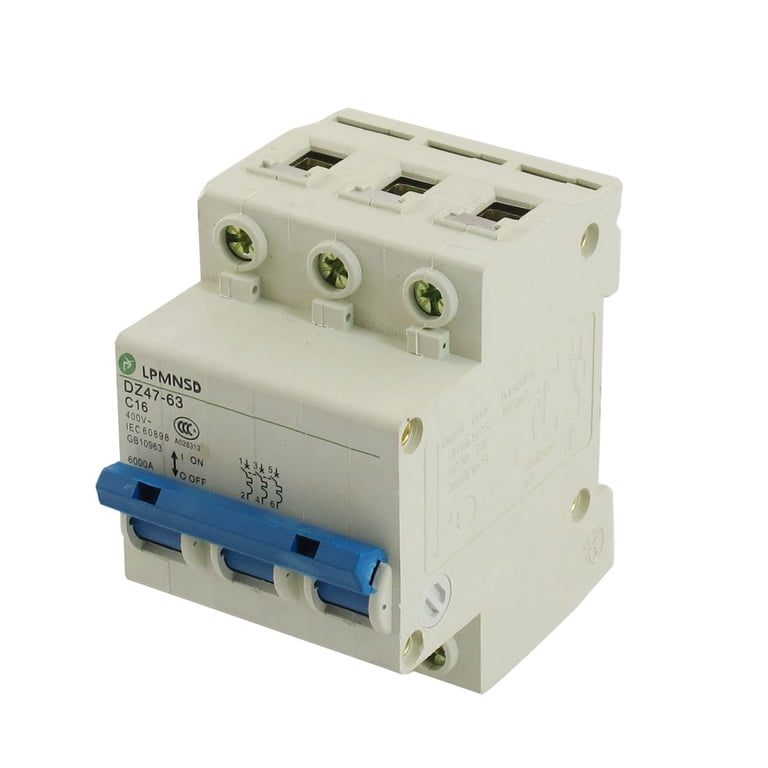 DZ47-63 C16 16 400VAC 6000A Breaking Capacity 3 Poles Circuit