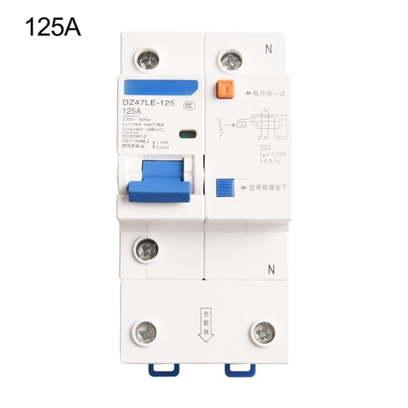 DZ47LE-32 1P+N 230V RCCB Miniature Circuit Breaker 30MA Earth Leakage Safety Switch For Overload Short Circuit Protection In Home And Rural Construction Projects(125A)