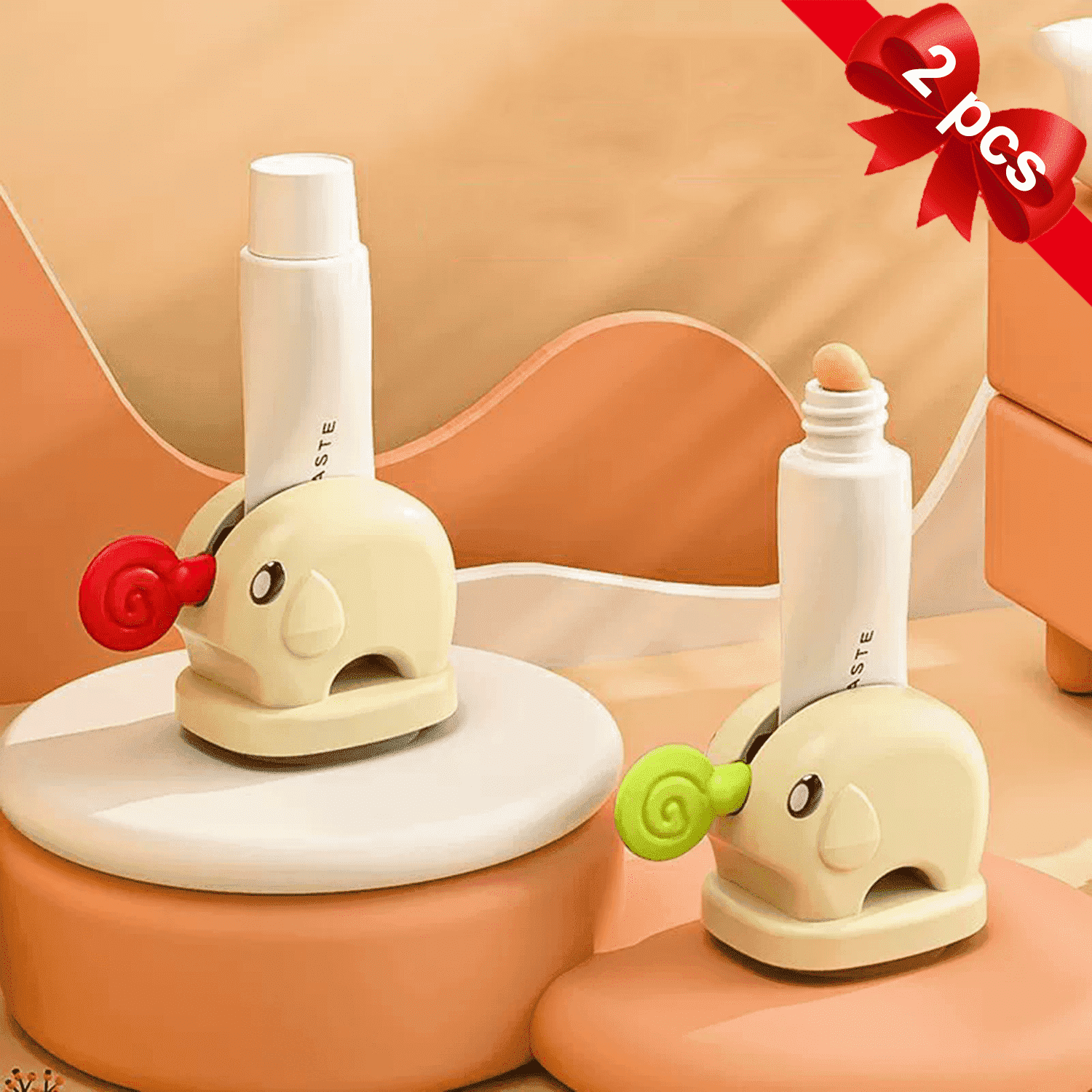 DZORUN 2PCS Toothpaste Squeezer Little Elephant Cartoon Squeezer Toothpaste Seat Holder Stand Tube Toothpaste Squeezer