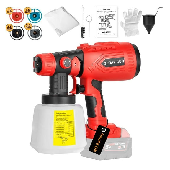 DZORUN Cordless Paint Sprayer for Milwaukee M18 18V Battery(No Battery) 200W HVLP Spray Paint Gun Tool with Brushless Motor and Copper Nozzle Easy to Clean for Furniture Fence Walls Ceiling Door etc