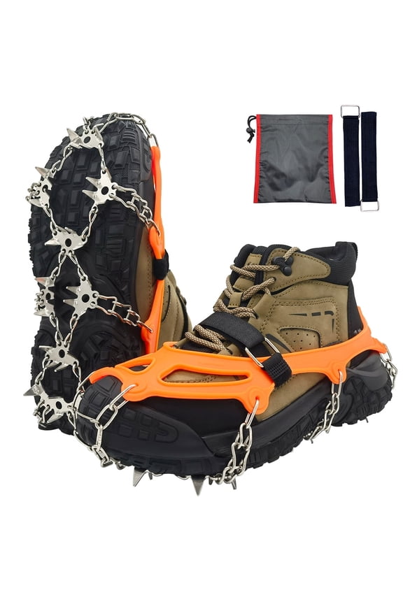 Crampons Spikes Shoes Ice Cleats Traction Snow Gripper Shoes Boots 32 Spikes Camping Ice Fishing Walking Hiking Climbing Mountaineering