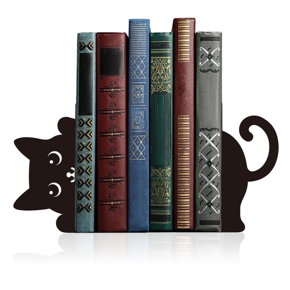 DZORUN Peeping Cat Metal Bookends Cute Cat Book Ends for Shelves Bookshelf Decorative Objects Home Office Desk