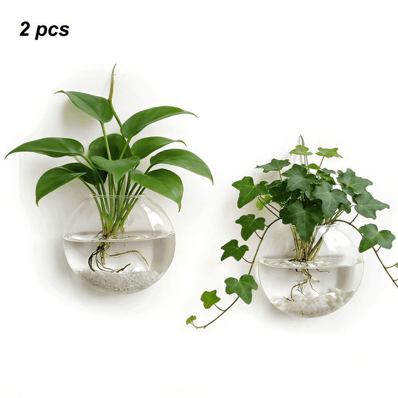 DZORUN Wall Vases Hanging Planter Propagation Station Clear Terrarium Wall Glass Vase for Flowers Hydroponics Plant Home Office Decor Present 2 Pcs