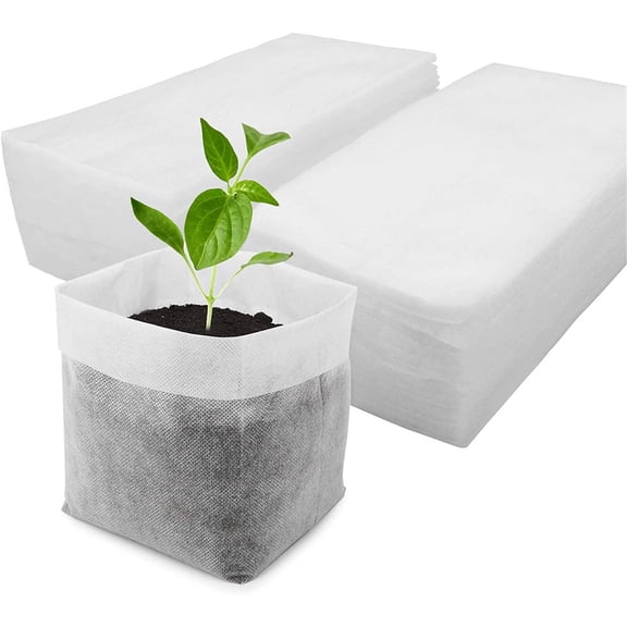 100 Pack Biodegradable Non-woven Grow Bags, Breathable Nursery Pots for Grain Pattern Starting, Botanical Propagation Containers for Vegetables Flowers Tomato Seedlings