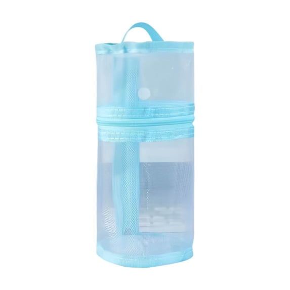 DZQMTKX Clear Cosmetic Bag, Cylindrical Makeup Organizer, Travel Storage Pouch, Nylon Mesh Zipper Pouch for Accessories