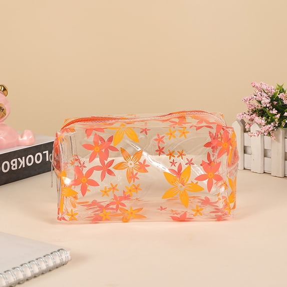 Clear Cosmetic Bag, Large Capacity Travel Makeup Pouch, Pvc Storage Organizer for Toiletries, Essential Accessories for Women, Cute Gift Idea