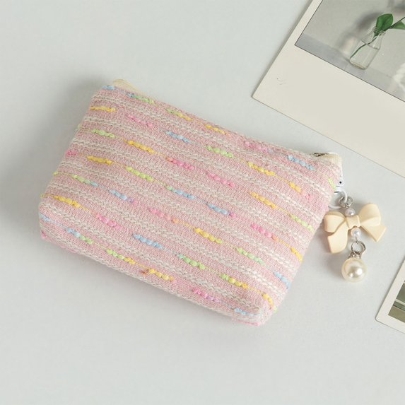 Compact Makeup Bag, Small Cosmetic Pouch for Travel, Nylon Storage Pouch with Zipper, Portable Organizer Pouch for Vanity and Daily Essentials