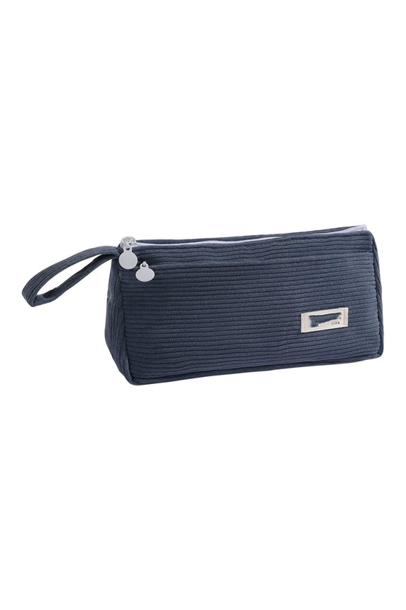 Corduroy Storage Pouch, Double-Layer Cosmetic Bag for Travel, Soft Cotton Organizer Pouch for Makeup and Small Accessories, Zipper Closure Vanity Case