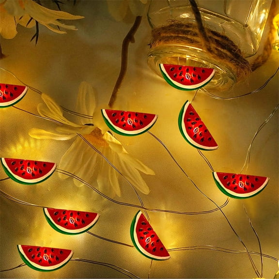 DZQMTKX Fruit String Lights, Watermelon Shaped LED Fairy Lights, Battery Operated Warm White, Fun Summer Camping Decor for Patio Room Tent Party