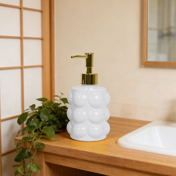 DZQMTKX Glass Soap Dispenser Refillable, Smooth Pump Dispenser for Hand Soap, Lotion and Shampoo, Space-Saving Elegant Design for Kitchen, Bathroom, and Powder Room
