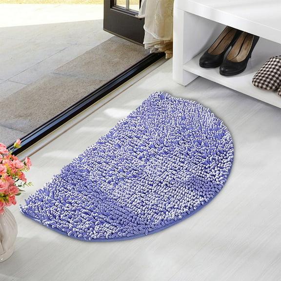Half Round Chenille Absorbent Door Mat, Non Slip Bathroom Entryway Rug
