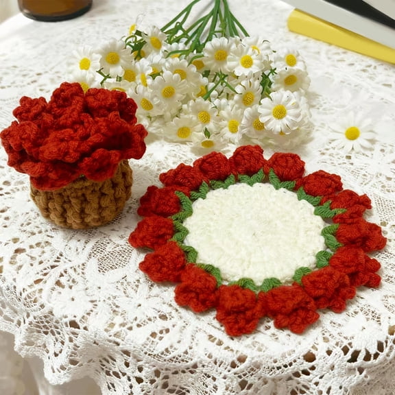 DZQMTKX Handmade Crochet Coaster, Heat Insulation Pad for Table, Kitchen Trivet for Hot Dishes
