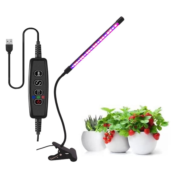 DZQMTKX LED Grow Light for Indoor Plants, Full Spectrum Clip On Plant Lamp with Auto Timer, Dimmable, Flexible Gooseneck, USB Powered