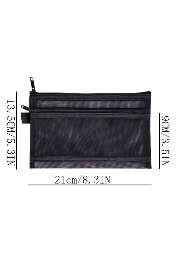 Large Capacity Travel Makeup Bag, Double Layer Mesh Storage Pouch with Zipper, Clear Cosmetic Organizer Pouch for Purse, Multi-Purpose Accessory Case for Vanity or Desk