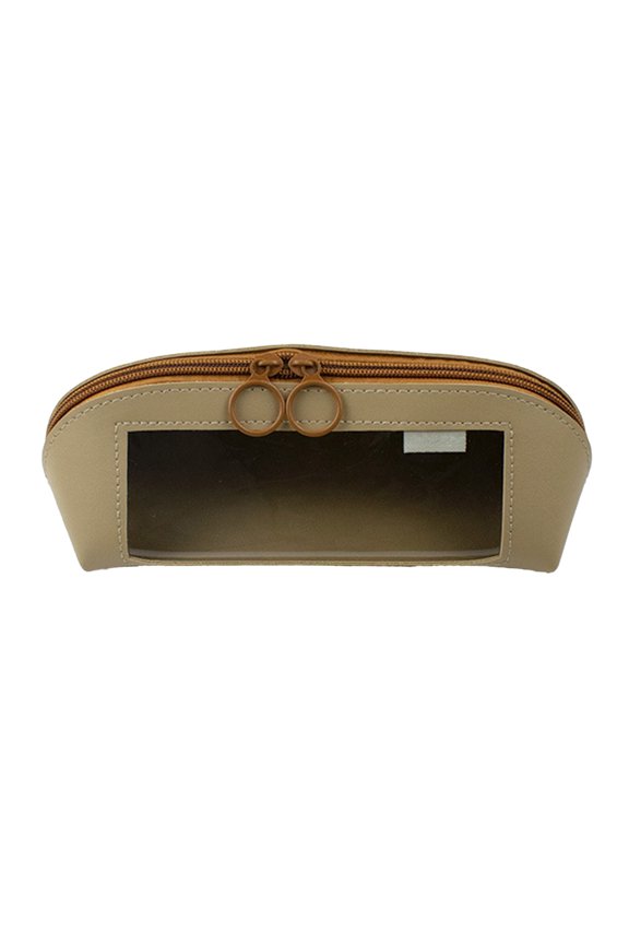 Leather Textured Storage Pouch, Large Capacity Cosmetic Bag with Transparent Window, Water-Resistant Travel Organizer for Makeup, Toiletries, and Daily Essentials
