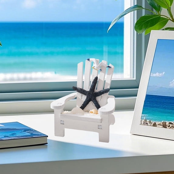 DZQMTKX Mediterranean Beach Chair Ornament, Wooden Miniature Beach Chair Decor, Coastal Home Decorative Accent for Tabletop Shelf Display