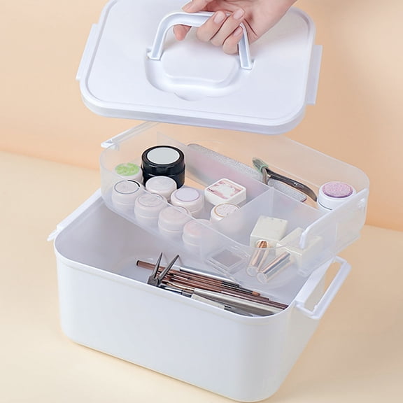 DZQMTKX Nail Lacquer Storage Box, Double Layer Nail Art Organizer Case with Handle, Portable Large Capacity Beauty Storage for Salon, Home and Travel Use