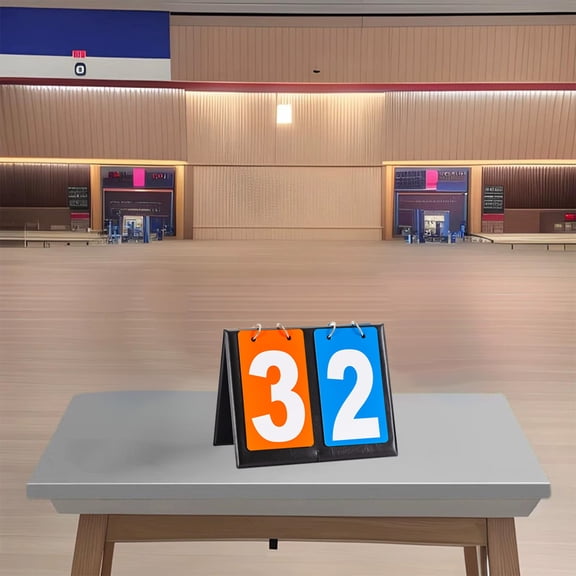 DZQMTKX Portable Flip Scoreboard, 2 Digit Manual Score Keeper with PU Leather, Tabletop Score Flipper for Basketball, Tennis, Volleyball and Indoor Outdoor Sports Games, Red and Blue