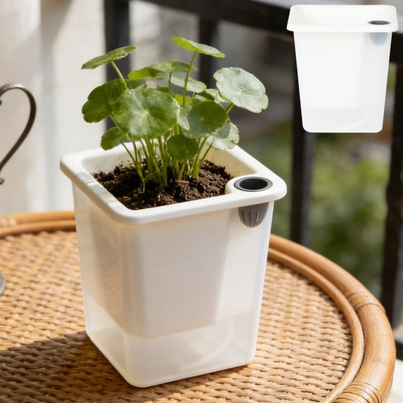 DZQMTKX Self Watering Planter, Translucent Square Flower Pot for Indoor Plants, Succulents and Herbs, Modern Home Decor Planter Pot