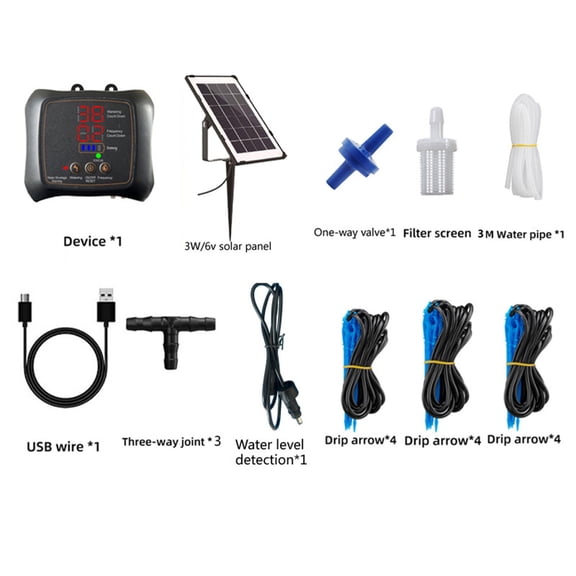 DZQMTKX Solar Automatic Watering System, Drip Irrigation Kit with Timer, Self-Watering Plant Device for Vacation Travel, Garden Balcony, And Indoor Outdoor Use