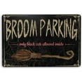 thumbnail image 1 of DZQUY Halloween Witch Broom Metal Sign Vintage Broom Parking Plaque Tin Sign Suit For Country Home Kitchen Garage Man Cave Bar Cafes Pub Club Wall Decor 12x8 Inches, 1 of 7