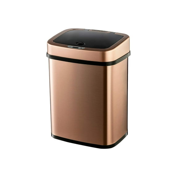 DZT-12-5 Bedroom or Bathroom Automatic Touchless Infrared Motion Sensor Trash Can, 3 Gal 12L, Stainless Steel Base (Rectangular, Black Lid)