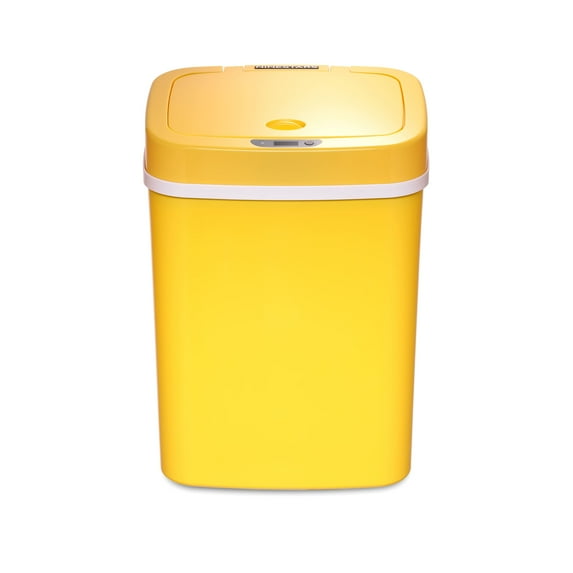 DZT-12-5WH Bedroom or Bathroom Automatic Touchless Infrared Motion Sensor Trash Can, 3 Gal 12 L, ABS Plastic (Rectangular, Cream) Trashcan