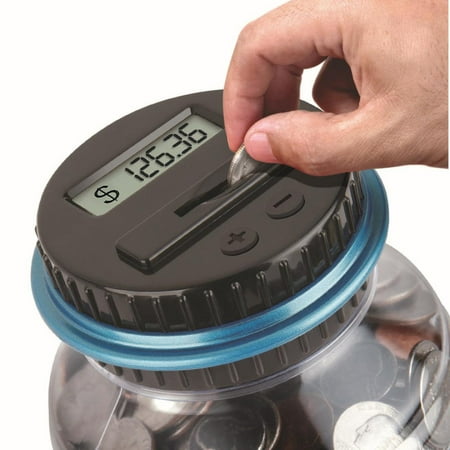 DZT1968 Clear Digital Piggy Bank Coin Savings Counter LCD Counting Money Jar Change Gift