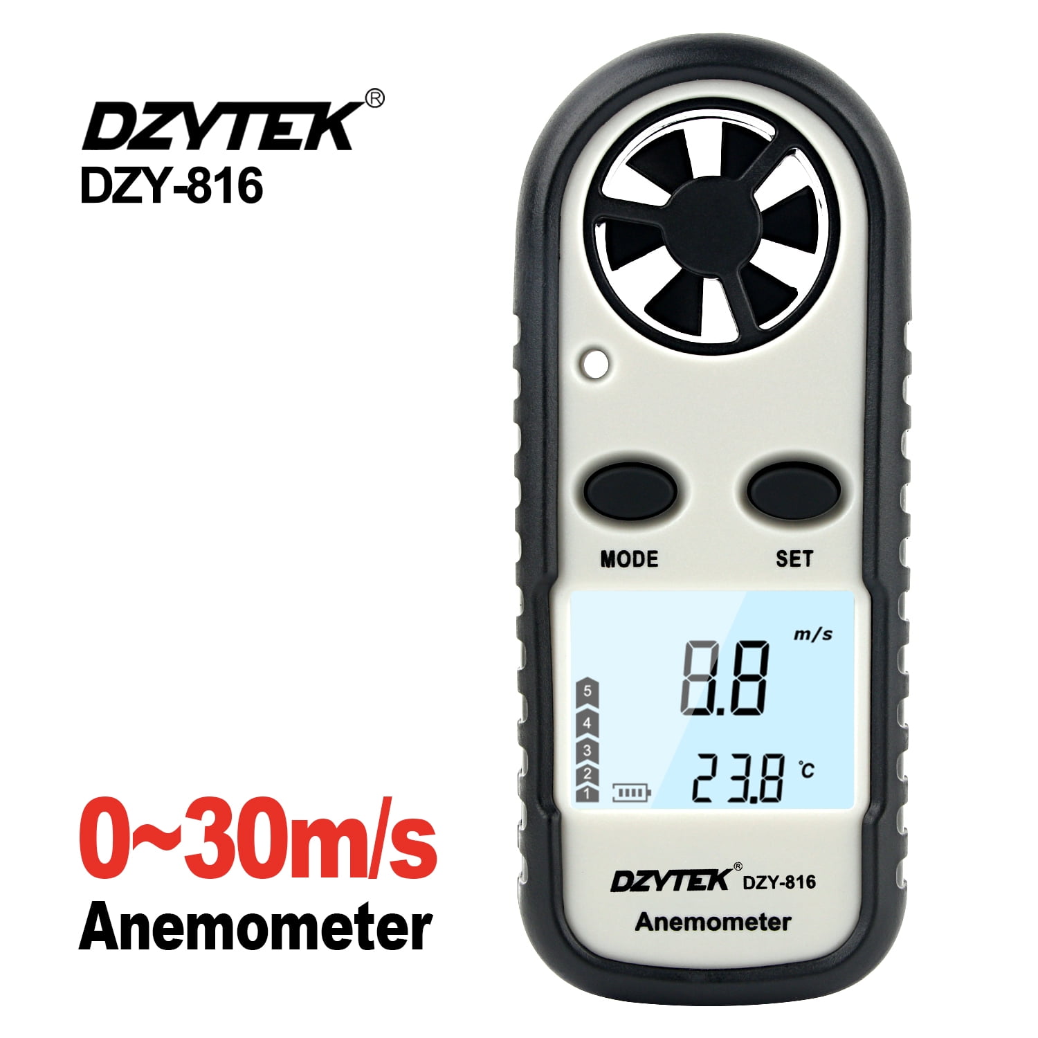 DZYTEK Portable Anemometer Mini Wind Speed Gauge Meter Anemometro Windmeter 030m/s LCD Digital