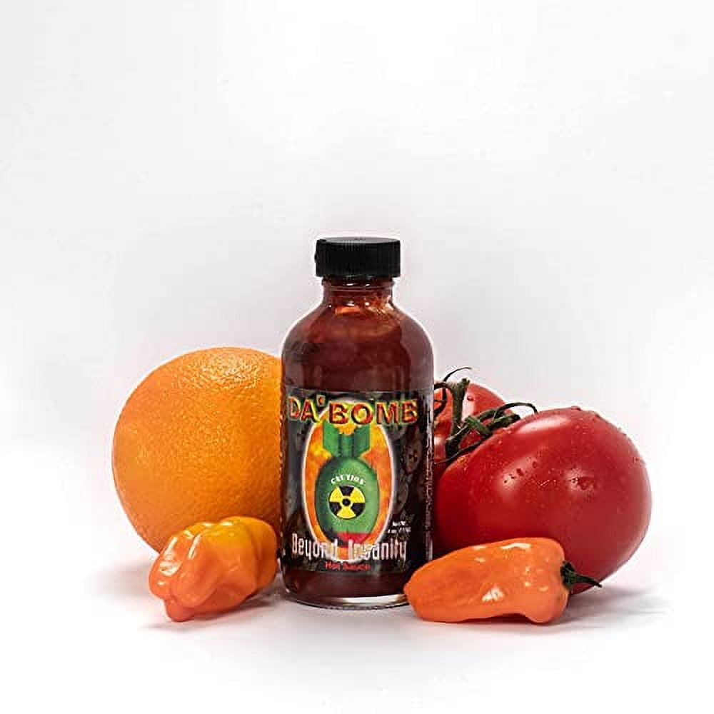 Da Bomb - Ghost Pepper - Original Hot Sauce - 22,800 Scovilles - 4oz  Bottles Made in USA with Habanero & Jolokia Peppers- Non-GMO, Gluten Free,  Sugar
