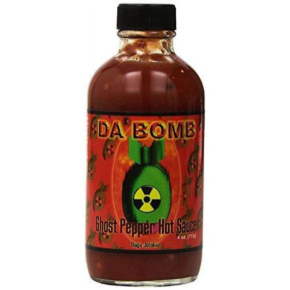 Da Bomb - Ghost Pepper - Original Hot Sauce - 22,800 Scovilles - 4oz Bottles A with Habanero & Jolokia Peppers- Non-GMO, Gluten Free, Sugar Free, Keto - Pack of 1